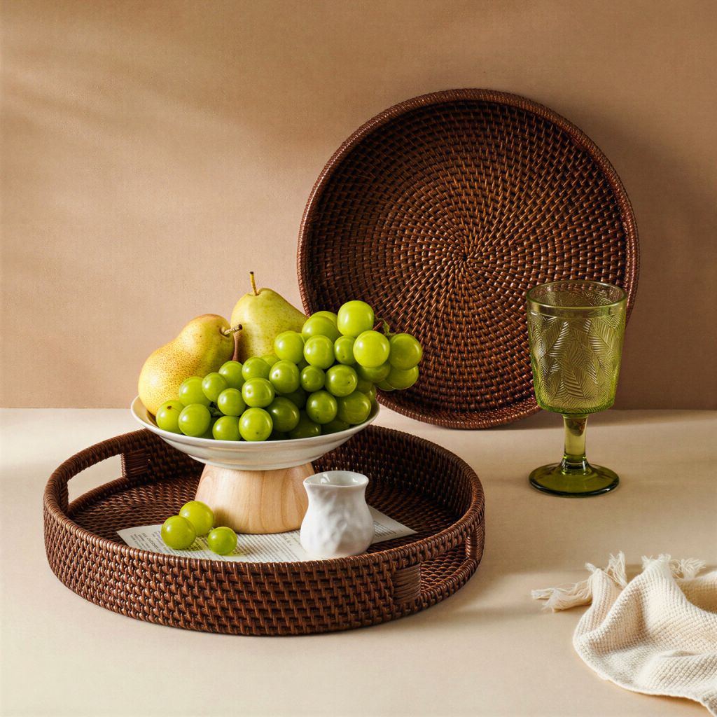 Vassoi in Rattan - Marrone Scuro