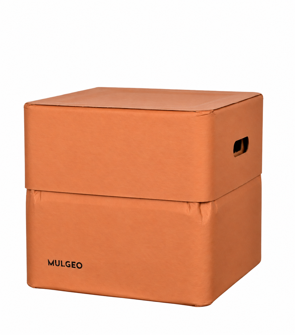 MULGEO H34 Box-Chair in Clay with lid and side handle on a white background