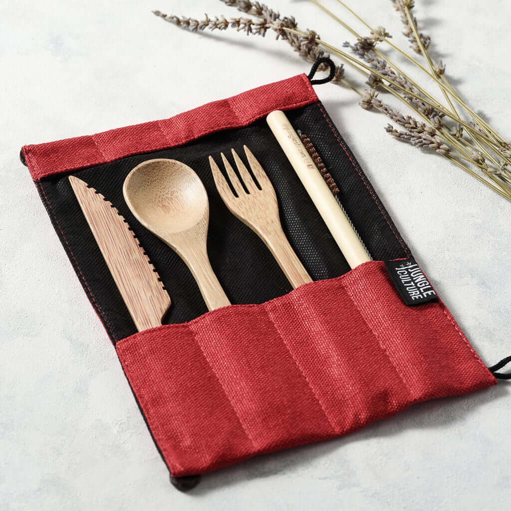 Set Posate in Bambù da Viaggio (Sacchetto Verde)