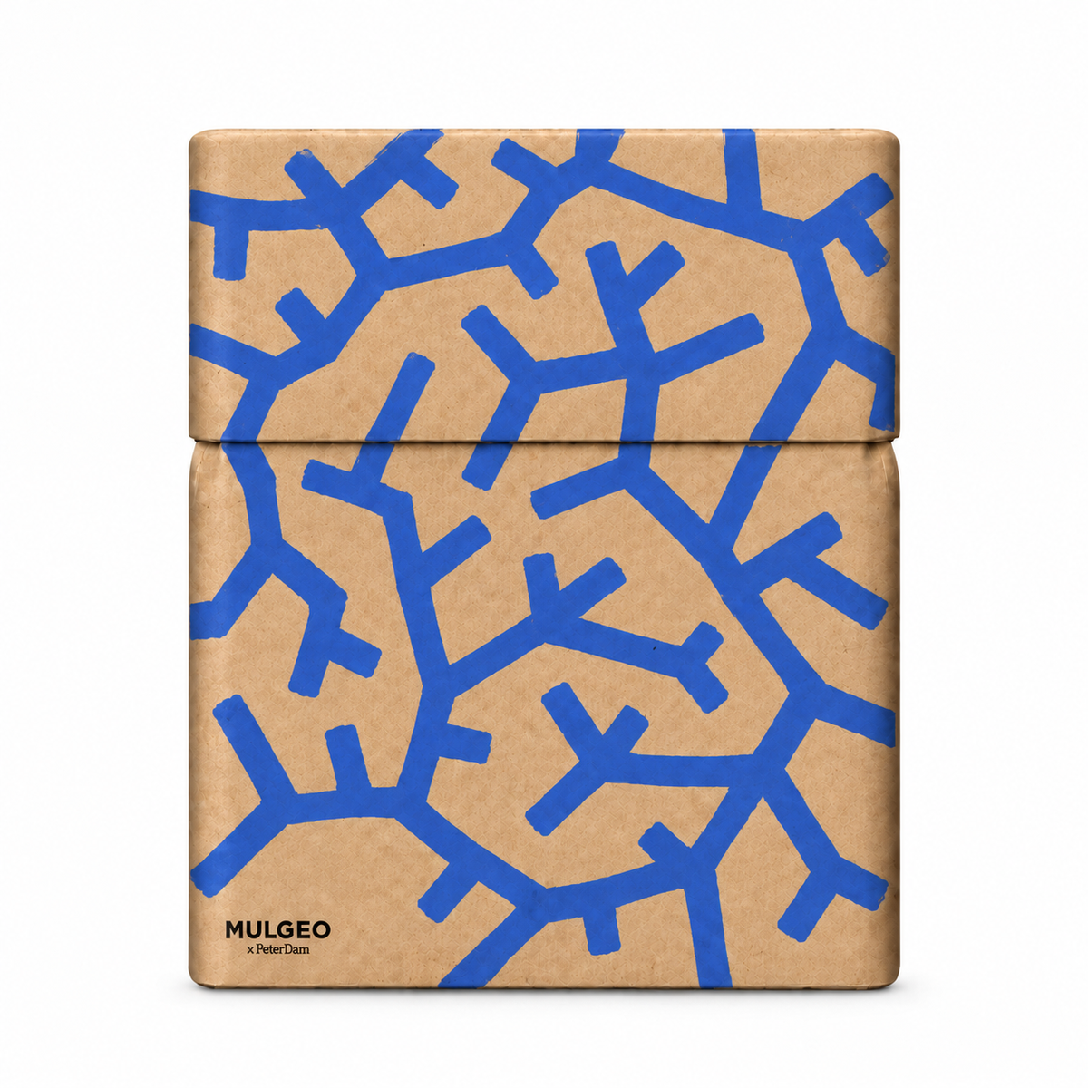 Reverse side of MULGEO Box-Chair H46 with blue Peter Dam pattern