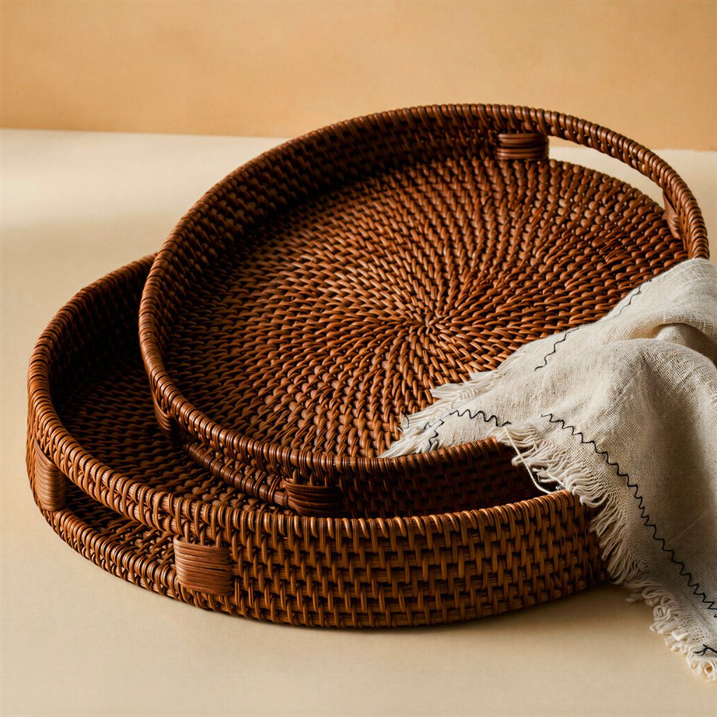 Vassoi in Rattan - Marrone Scuro